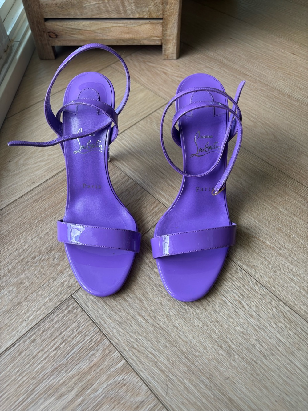 Christian Louboutin Violet Patent Ankle-Strap Heels